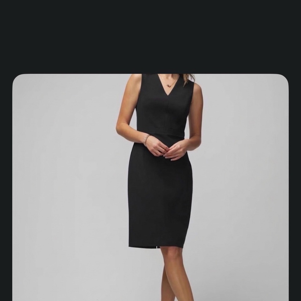 White House Black Market Black V-Neck Midi Sheath Dress
